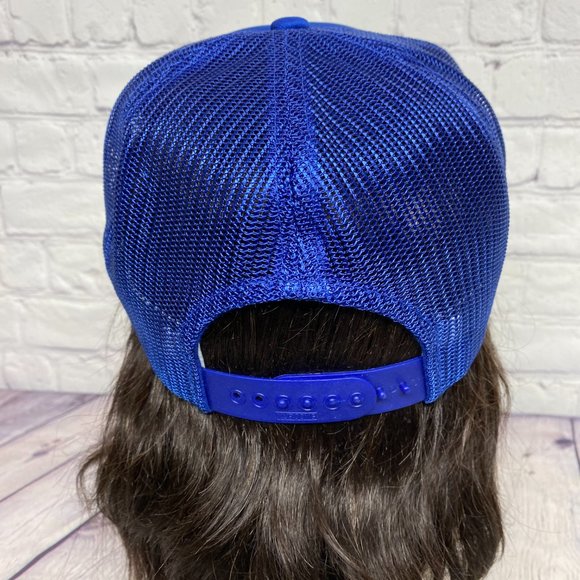 Vintage Trucker Hat Mesh Cap Snapback Blue KANNACHIE Enterprises Patch Logo 80s - Picture 3 of 8